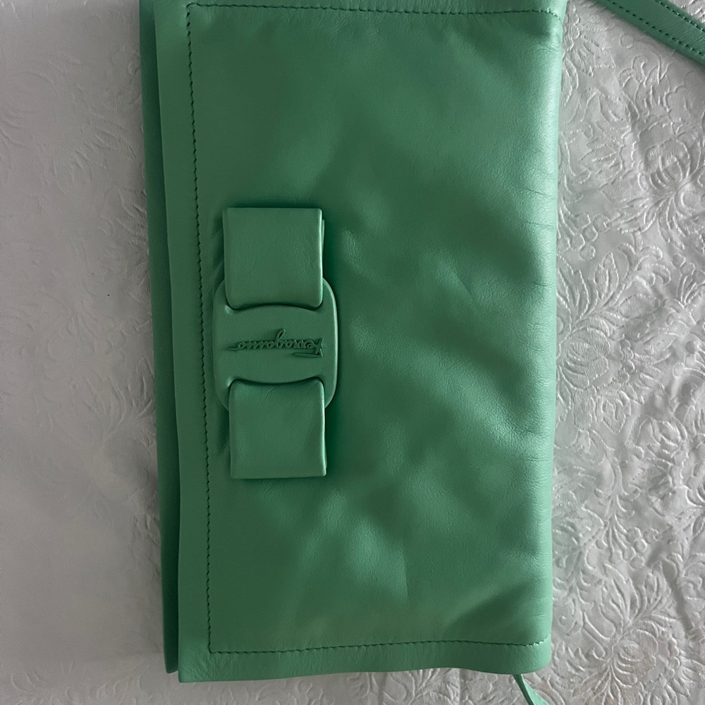 Salvatore Ferragamo Viva Mini Leather Shoulder Bag in Fresh Mint Green - Picture 12 of 15